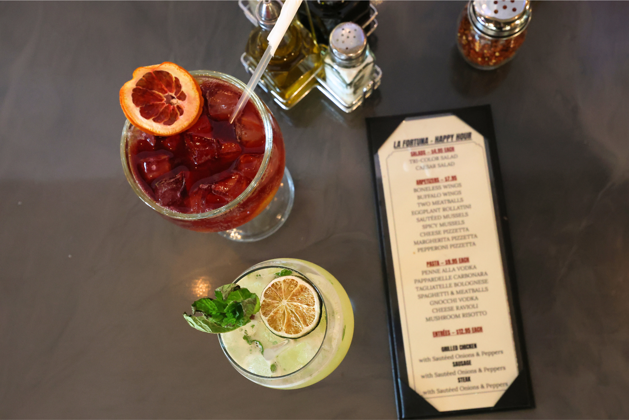 Craft cocktails with happy hour menu